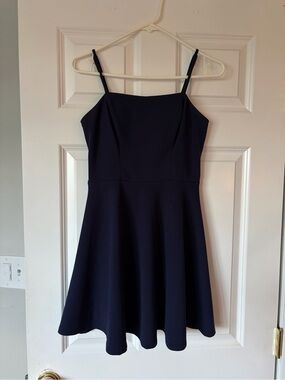 Navy Spaghetti-Strap A-Line Mini Dress